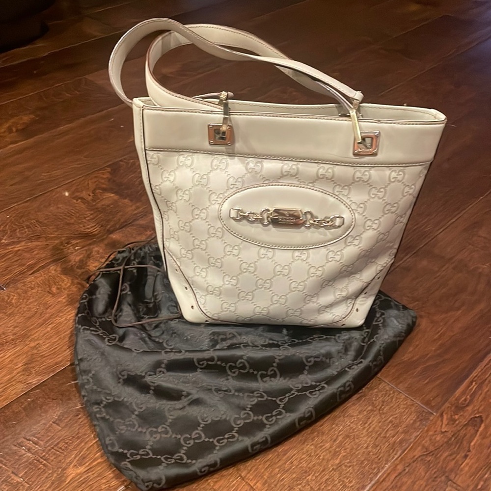 Gucci Beige Leather Bag, Vintage, Early 2000s